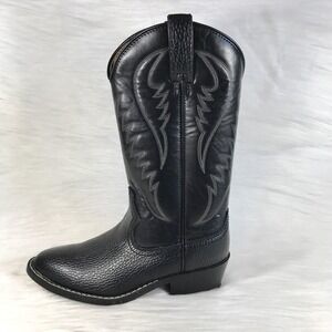 Express Rider Shoes Men's 8 Black Cowboy Boots Trivette Faux Leather Western